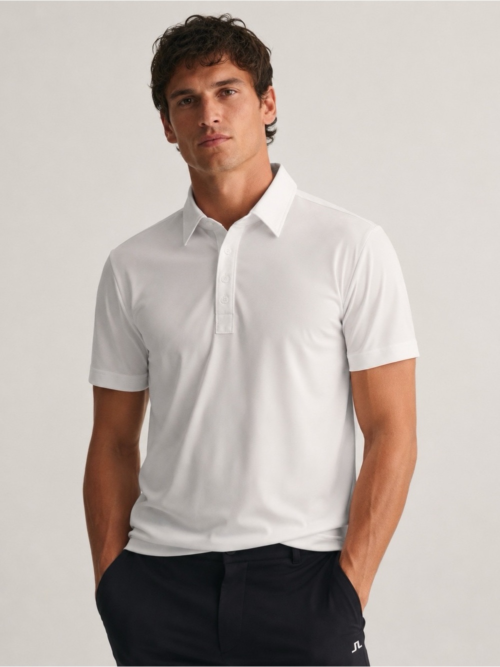 J.Lindeberg Men White Technical Field Sensor Golf Polo Shirt XL Luxury Classic